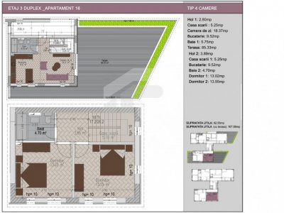 Duplex 3 camere cu terasa de 85mp in bloc nou, zona Nerva Traian, Timpuri Noi !