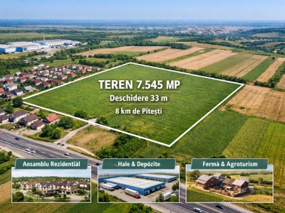 Teren intravilan 7.545 mp în ideal rezidențial sau hale