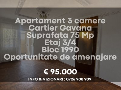 Apartament decomandat 3 camere Gavana 