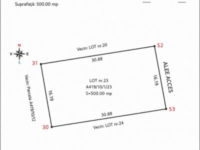 AGIGEA- teren 500mp cu deschidere 16m la alee de acces