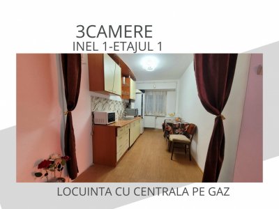 3 camere, etaj 1, centrală proprie, termen lung – EDEN