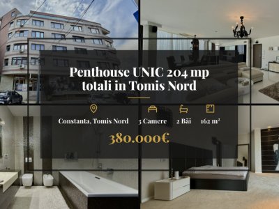 Penthouse UNIC 204 mp totali in Tomis Nord Constanta mobilat si utilat