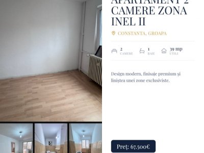 Apartament 2 camere de vanzare  în Zona Inel II, Constanta 
