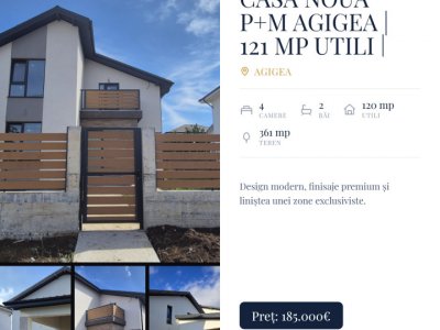 Casă Nouă P+M Agigea | 121 mp Utili | Încălzire în Pardoseală