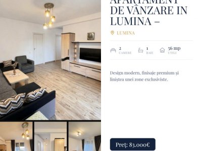 Apartament de vânzare in LUMINA – mobilat și utilat complet