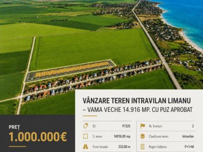 Vânzare teren intravilan Limanu _ Vama Veche 14.916 mp. cu PUZ aprobat