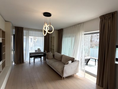 Apartament 2 camere de închiriat Aviatiei – bloc boutique 2022, terasă 16 mp