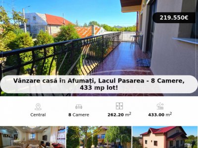 Vânzare casă în Afumați, Lacul Pasarea - 8 Camere, 433 mp lot!